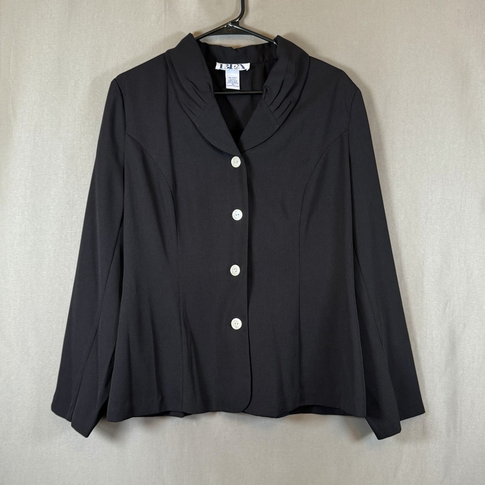 BFA Classics Long Sleeve Black Blouse Top Romantic Goth Librarian Women's 14